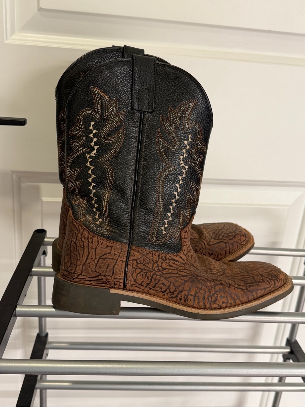 Boys Brown and Black Western Cowboy Boots